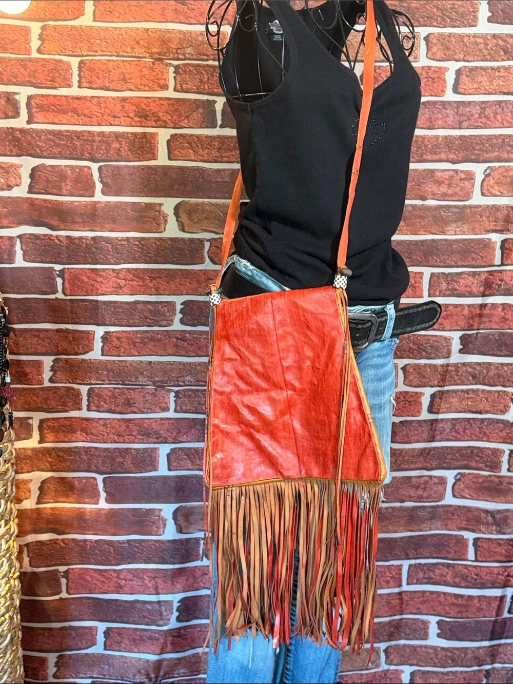 👜 Handstitched Trapezoid Leather Taureg Bag w/Fringes